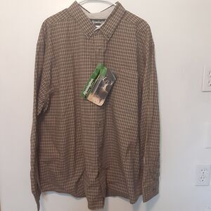 Vtg Remington Button Up Shirt Mens 2XL Green Pockets Long Sleeve Plaid Hunting